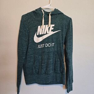 Nike Hoodie Kids Medium Green Heathered Pullover Sweatshirt Just Do It